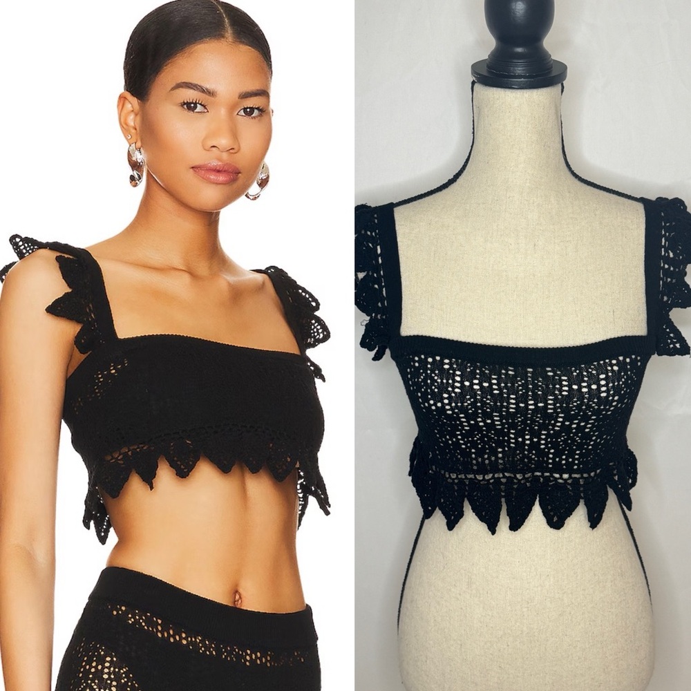 MAJORELLE Black Crochet Crop Top